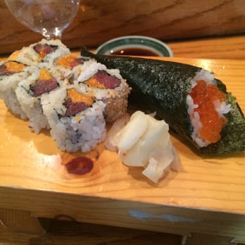 Marumi - Tuna + Uni Roll and Ikura Hand Roll - Sushi Bars Near Me - New York, New York Marumi - Tuna + Uni Roll and Ikura Hand Roll - Sushi Bars Near Me - New York, New York