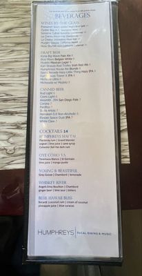 Menu photo 2 Humphreys Restaurant San Diego, CA