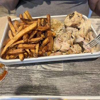 Smokin' Barrels BBQ - One barrel. Pulled chicken and fries. BBQ Sauce on side - American Near Me - Barrington, New Hampshire Smokin' Barrels BBQ - One barrel. Pulled chicken and fries. BBQ Sauce on side - American Near Me - Barrington, New Hampshire