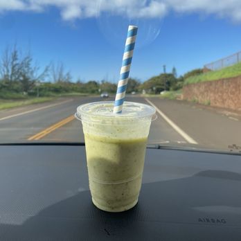 Aa Roots Maui - My smoothie - pineapple, kale, banana, oat milk. Added pea protein. Delicious. - Vegan Near Me - Lahaina, Hawaii Aa Roots Maui - My smoothie - pineapple, kale, banana, oat milk. Added pea protein. Delicious. - Vegan Near Me - Lahaina, Hawaii