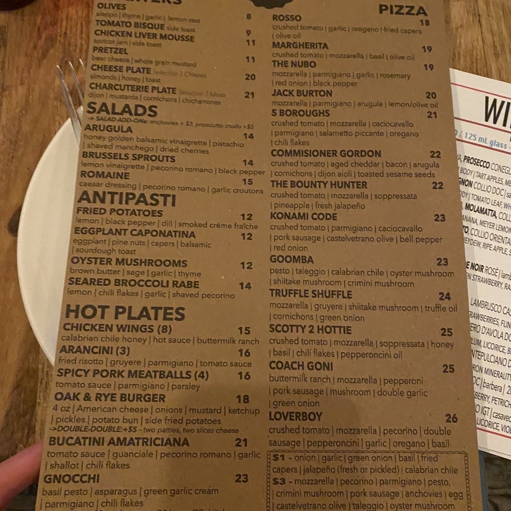 Oak & Rye - Menu april 2023 - Pizza Near Me - Los Gatos, California