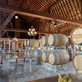 Ravines Wine Cellars - COVID tasting tables (with the garage doors up) - Wine Tasting Room Near Me - Geneva, New York