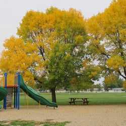 Wood Street Park - The new picnic table, perfect for a nice picnic lunch or dinner under the shade trees. Beyond picnic table is Heart Walk Park.