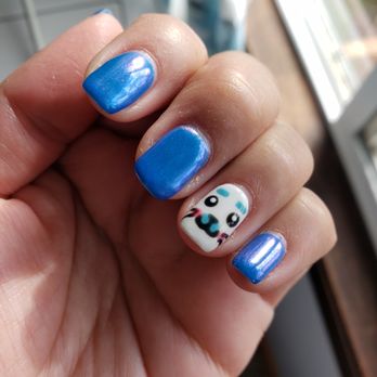 Nina's Salon - Bee did this beautiful manicure for me with seal nail art that she copied just from glancing at a picture I drew. - Nail Salons Near Me - Beaverton, Oregon