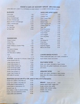 Menu photo 1 Eddie's Hickory Grove, SC Menu photo 1 Eddie's Hickory Grove, SC