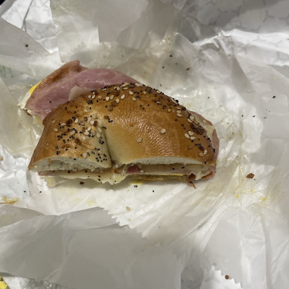 Strathmore Bagels - Supposedly everything bagel ham and Swiss but was mostly a plain bagel - Bakeries Near Me - Shirley, New York Strathmore Bagels - Supposedly everything bagel ham and Swiss but was mostly a plain bagel - Bakeries Near Me - Shirley, New York
