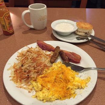 Denny's - The All American Slam. I added a biscuit with gravy instead of toast. - American Near Me - Magnolia, Texas Denny's - The All American Slam. I added a biscuit with gravy instead of toast. - American Near Me - Magnolia, Texas