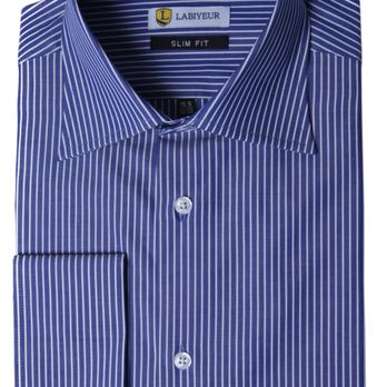 Labiyeur - Labiyeur Men's Slim Fit French Cuff Striped Dress Shirt Blue/White - Men's Clothing Near Me - Antioch, California Labiyeur - Labiyeur Men's Slim Fit French Cuff Striped Dress Shirt Blue/White - Men's Clothing Near Me - Antioch, California
