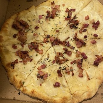 Kalako Pizza - Potato bacon on original crust - Pizza Near Me - Portage, Michigan Kalako Pizza - Potato bacon on original crust - Pizza Near Me - Portage, Michigan