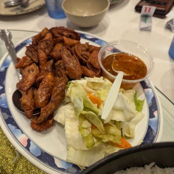Hak Heang Restaurant - Deep fried large intestines. - Cambodian Near Me - Long Beach, California Hak Heang Restaurant - Deep fried large intestines. - Cambodian Near Me - Long Beach, California