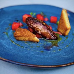 Alcove Evanston  - Foie gras with rhubarb, pickled watermelon and toasted brioche (so you can soak up all the goodness!)