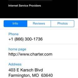 Spectrum - The address is correct but phone listing will take you to an overseas phishing attempt.