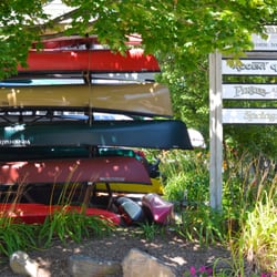 Bright canoe parking lot decor