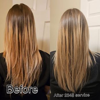 Firefly Atelier - Right before photo left after same day same lighting - Hair Salons Near Me - Vancouver, Washington