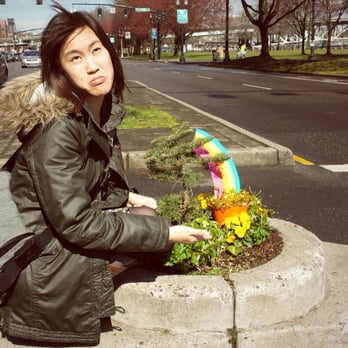 Mill Ends Park - Here's me on St Patty's Day at the world's smallest park, whoooooderp - Parks Near Me - Portland, Oregon