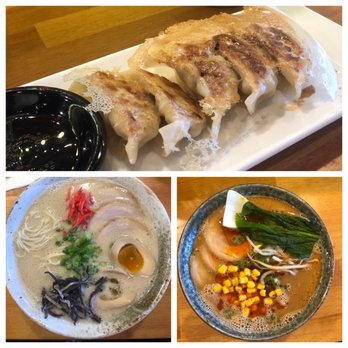 Ramen Takagi - Dumplings (top), tonkotsu (bottom left) and spicy miso (bottom right) - Japanese Near Me - Oviedo, Florida Ramen Takagi - Dumplings (top), tonkotsu (bottom left) and spicy miso (bottom right) - Japanese Near Me - Oviedo, Florida