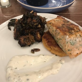 The Midnight Shift Restaurant & Bar - Salmon with Brussels sprouts. - Bars Near Me - Lubbock, Texas The Midnight Shift Restaurant & Bar - Salmon with Brussels sprouts. - Bars Near Me - Lubbock, Texas