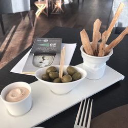222 SW - Bread sticks , marinated olives and cream cheese