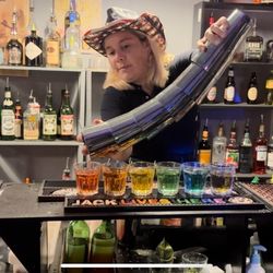 Southern California Bartending School - Teacher Ashley performing a rainbow shot