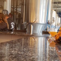 Smug Brewing - Tanks, bar side view.