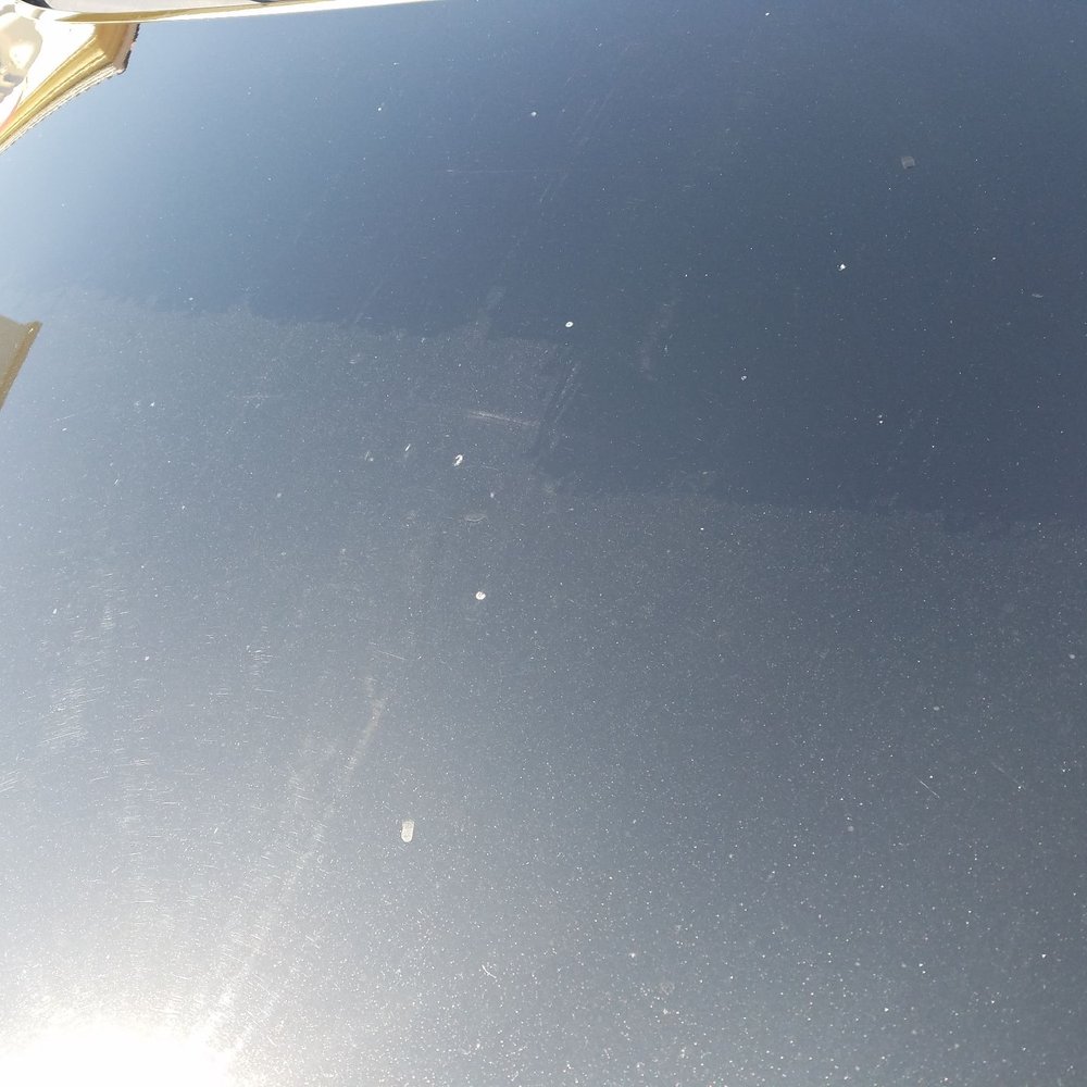 You can see where the brush missed the hood entirely and where it did clean.
