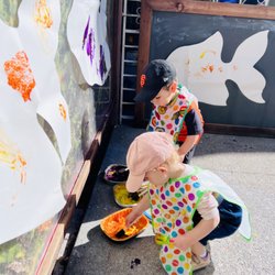 Little Wonders-A Parent-Child Center - Painting with our one-year-olds.