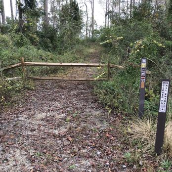 Neuse River Recreation - Fence blocking river-side trail and "Area Closed" sign - Parks Near Me - New Bern, North Carolina Neuse River Recreation - Fence blocking river-side trail and "Area Closed" sign - Parks Near Me - New Bern, North Carolina
