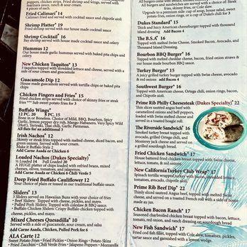 Duke's Bar & Grill - Menu 11/23 - American Near Me - Riverside, California Duke's Bar & Grill - Menu 11/23 - American Near Me - Riverside, California