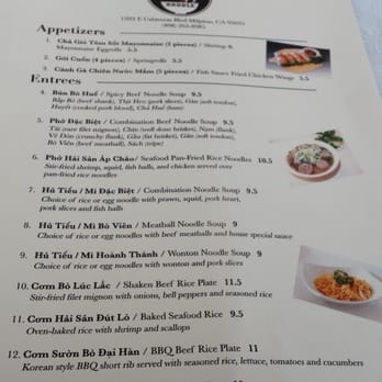 BBH Noodle - Menu pg 1 - Vietnamese Near Me - Milpitas, California