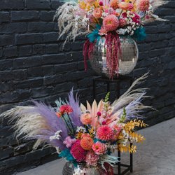 Bloomed Roots - Custom disco ball arrangements for a birthday party event! Email us to bring your vision to life for any event.