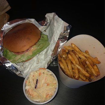 Hushh - Hushh burger, shoestring air fries, coleslaw ($15) - Burgers Near Me - Ottawa, Ontario Hushh - Hushh burger, shoestring air fries, coleslaw ($15) - Burgers Near Me - Ottawa, Ontario