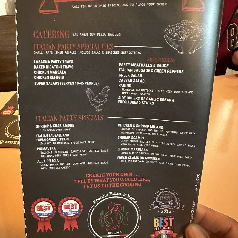 Frank's Pizza & Pasta - Menu - Pizza Near Me - Baltimore, Maryland Frank's Pizza & Pasta - Menu - Pizza Near Me - Baltimore, Maryland