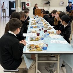 Saint Timothy Catholic School - Celebrating the 6th grade Seder Meal and a special Patriot Show with the 3rd graders this year.