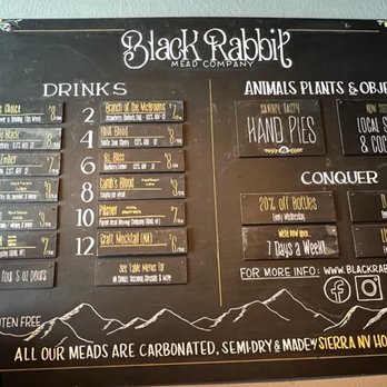 Black Rabbit Meads - Menu - Meaderies Near Me - Reno, Nevada
