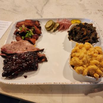 Old City Barbeque - 4 Meat sampler with 2 sides. Pork belly bite, pork belly, brisket and ribs. - Barbeque Near Me - Williamsburg, Virginia Old City Barbeque - 4 Meat sampler with 2 sides. Pork belly bite, pork belly, brisket and ribs. - Barbeque Near Me - Williamsburg, Virginia