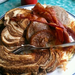Riverside Cafe - The " Hungry Man" breakfast should say it's for two, you'll have leftovers even if you order the "Hungry Women", pictured here.