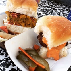 Tea & Picklets - Kabocha Squash slider and beef slider with savory pickles!