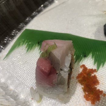 Sushi Monster - Skin hanging off of the hamachi on a $15.99 arizona roll - you don't even see this at a rotator sushi bar or the grocery store - Sushi Bars Near Me - Belmont, California Sushi Monster - Skin hanging off of the hamachi on a $15.99 arizona roll - you don't even see this at a rotator sushi bar or the grocery store - Sushi Bars Near Me - Belmont, California