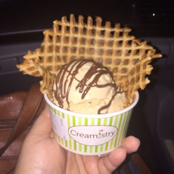 Creamistry - Regular size milk coffee ice cream with Nutella sauce in a waffle bowl. - Ice Cream & Frozen Yogurt Near Me - Katy, Texas