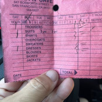 Clean N' Save Dry Cleaners D B A - Claim ticket: There are clearly 4 items marked yet they still claim it was only 3 and that the "suit" and "shirt" are 1 item. I call BS. - Dry Cleaning Near Me - San Francisco, California Clean N' Save Dry Cleaners D B A - Claim ticket: There are clearly 4 items marked yet they still claim it was only 3 and that the "suit" and "shirt" are 1 item. I call BS. - Dry Cleaning Near Me - San Francisco, California