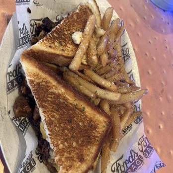 Ford's Garage St. Augustine - Smoked Brisket Burnt Ends Melt - Burgers Near Me - St. Augustine, Florida