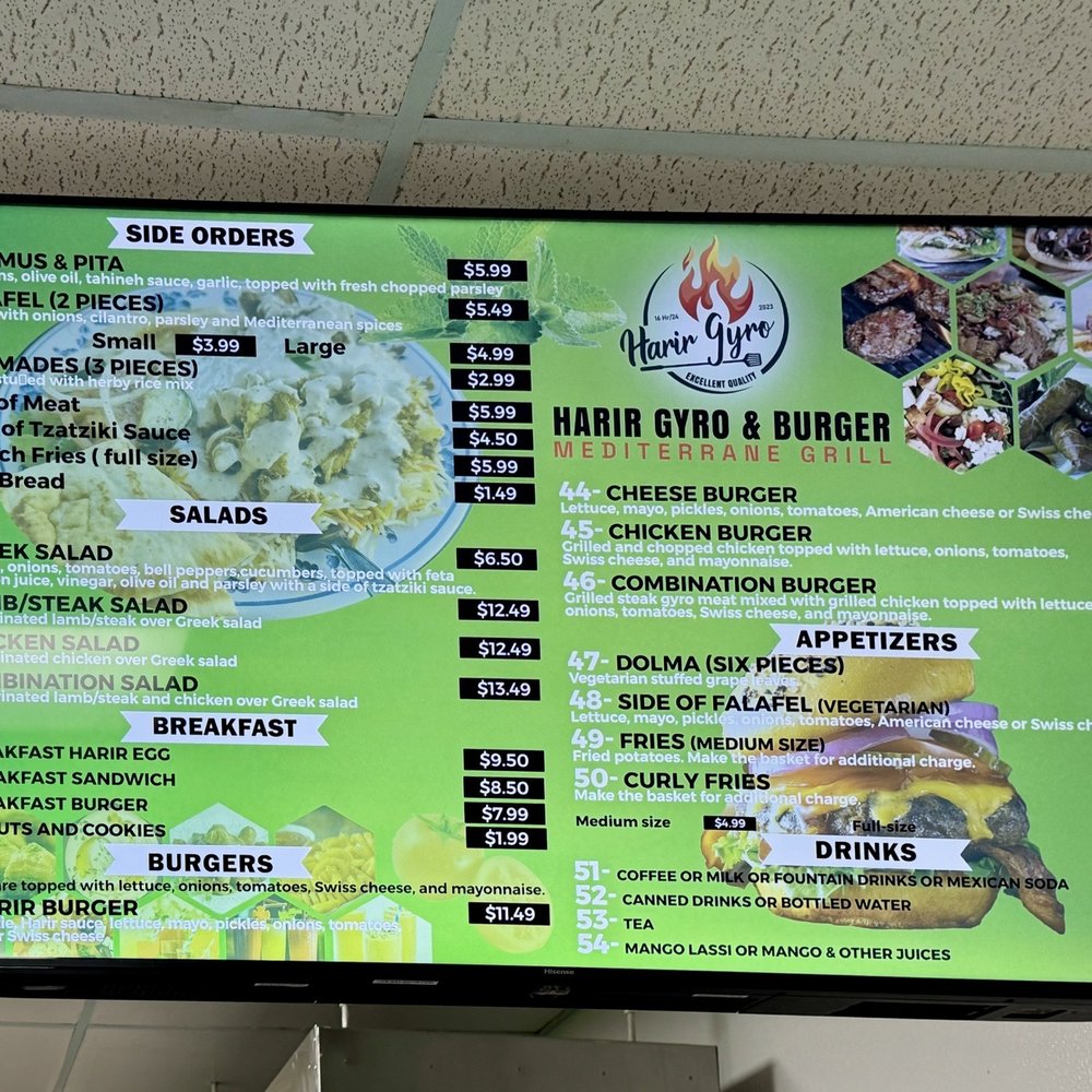 Harir Gyro & Burger - 01.09.25 food and beverage menu - Fast Food Near Me - Orangevale, California Harir Gyro & Burger - 01.09.25 food and beverage menu - Fast Food Near Me - Orangevale, California