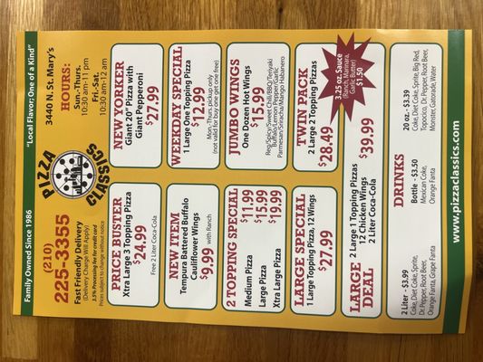 Menu photo 7 Pizza Classics San Antonio, TX Menu photo 7 Pizza Classics San Antonio, TX