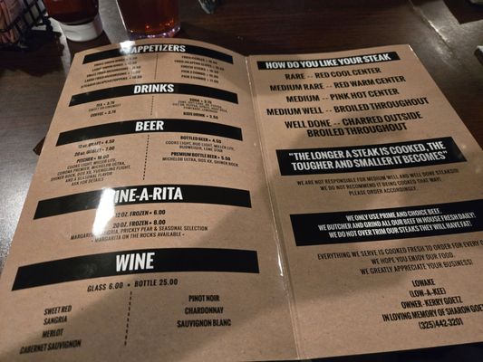 Menu photo 2 Lowake Steak House Rowena, TX