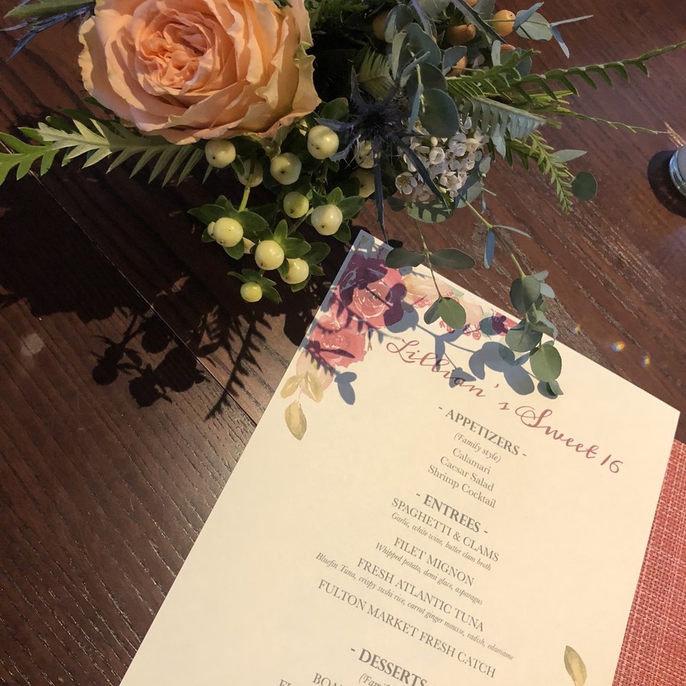 One Willow - Special printed menu for our dinner party - Seafood Near Me - Highlands, New Jersey