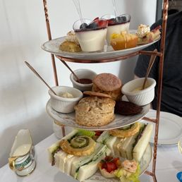 The generous tower of teatime treats. The generous tower of teatime treats.