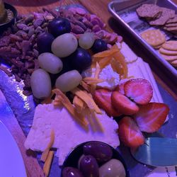 The Twisted Grapevine - Large Charcuterie board. Note the diced mystery meats.