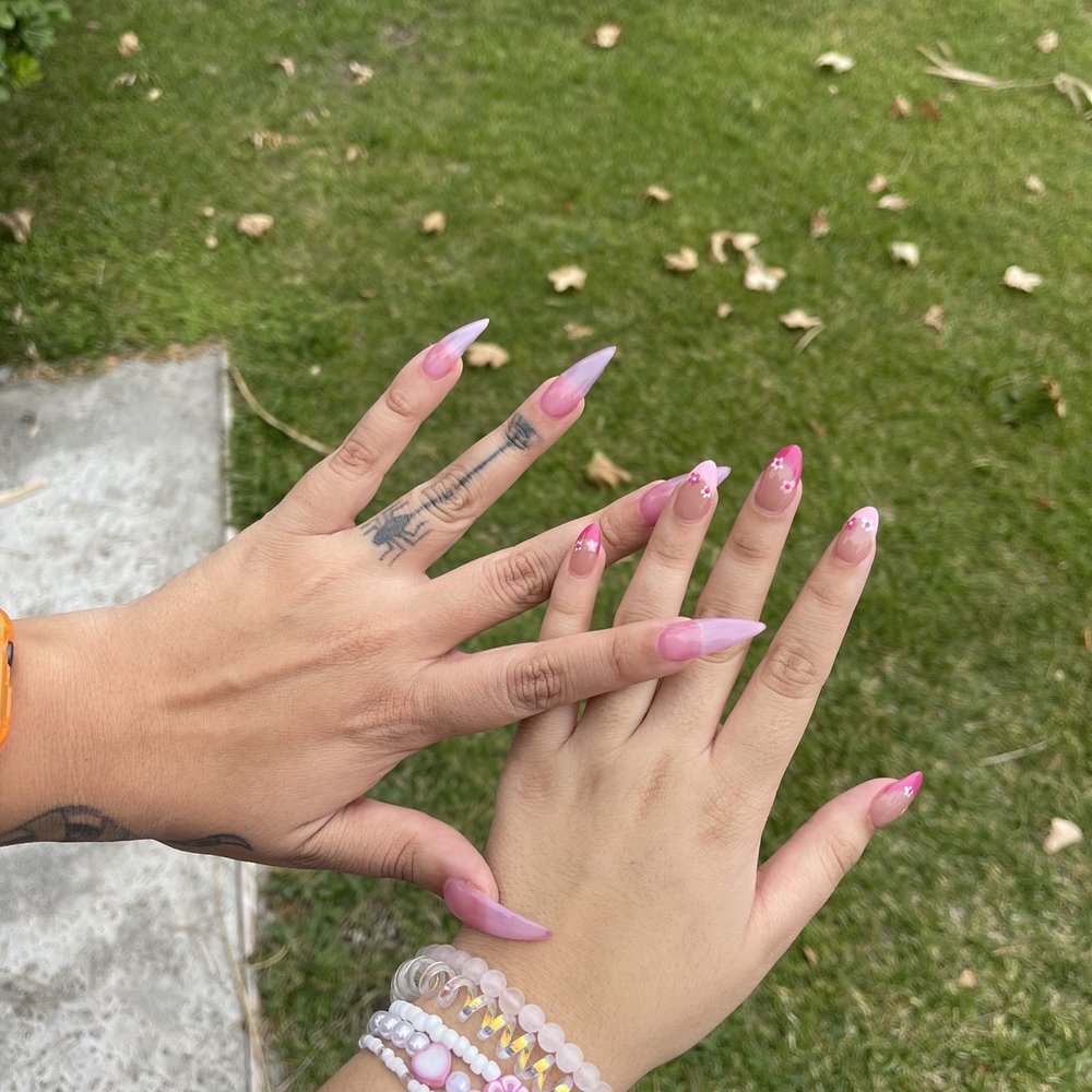 D' Amour Nails and Lashes - Pink claws done by Daisy, pink flowers done by Heidi - Nail Salons Near Me - Las Vegas, Nevada D' Amour Nails and Lashes - Pink claws done by Daisy, pink flowers done by Heidi - Nail Salons Near Me - Las Vegas, Nevada