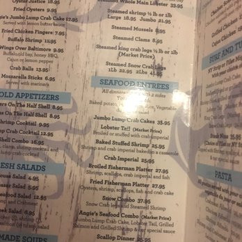 Angie's Seafood - The menu is diverse and good!!!! - Seafood Near Me - Baltimore, Maryland