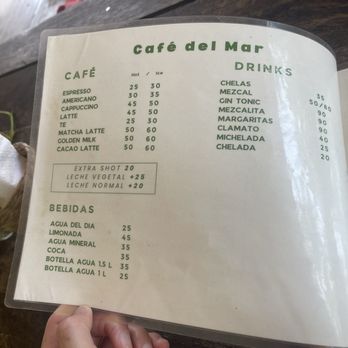 Café del Mar - Menu as of April 2025 - Juice Bars & Smoothies Near Me - Mazunte, OAX
